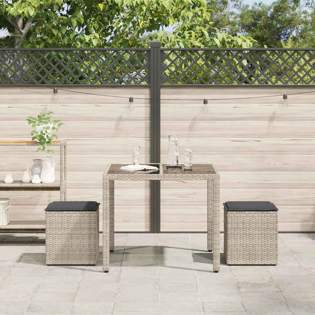 2 Garden Stools with Cushions Light Grey 40x40x43cm