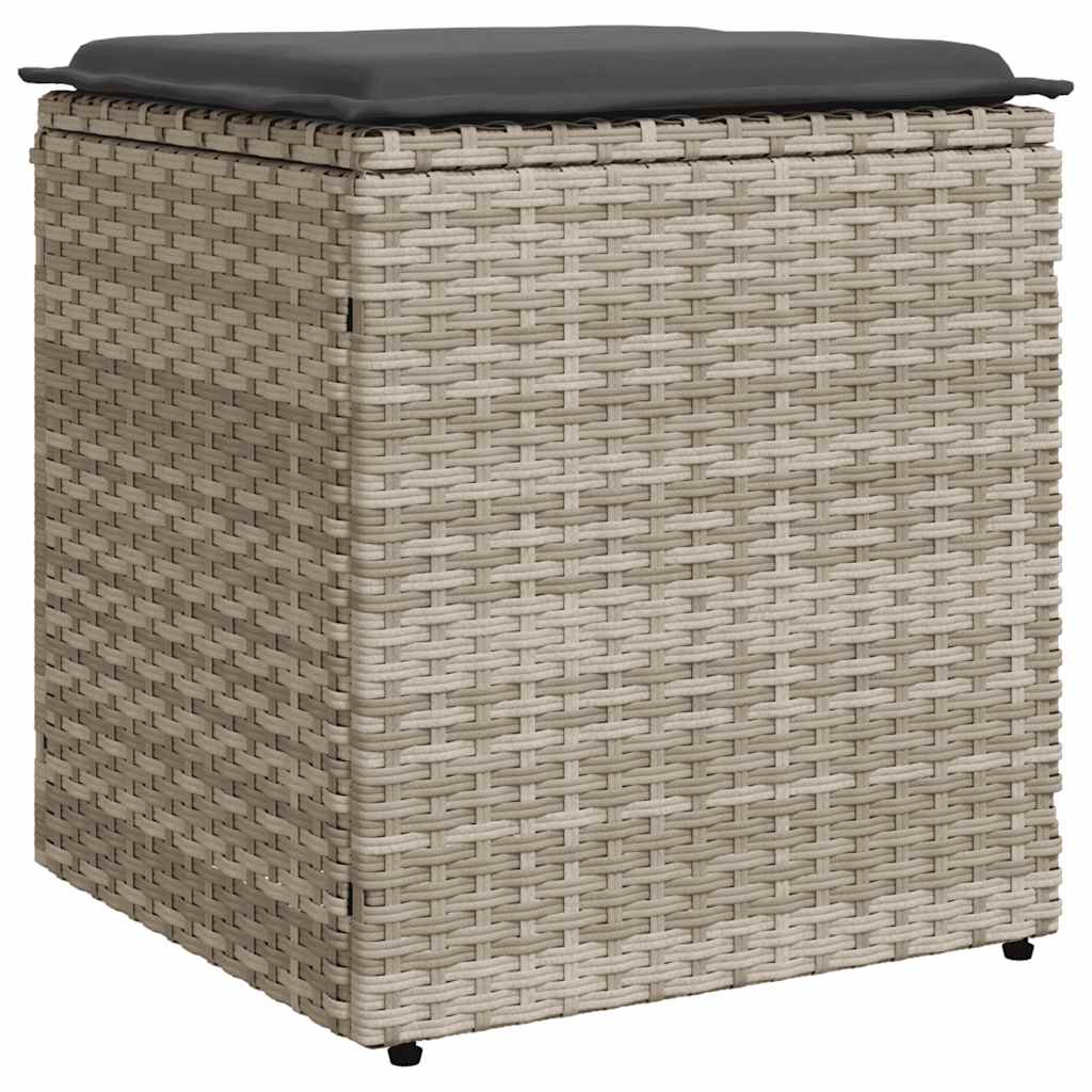 2 Garden Stools with Cushions Light Grey 40x40x43cm