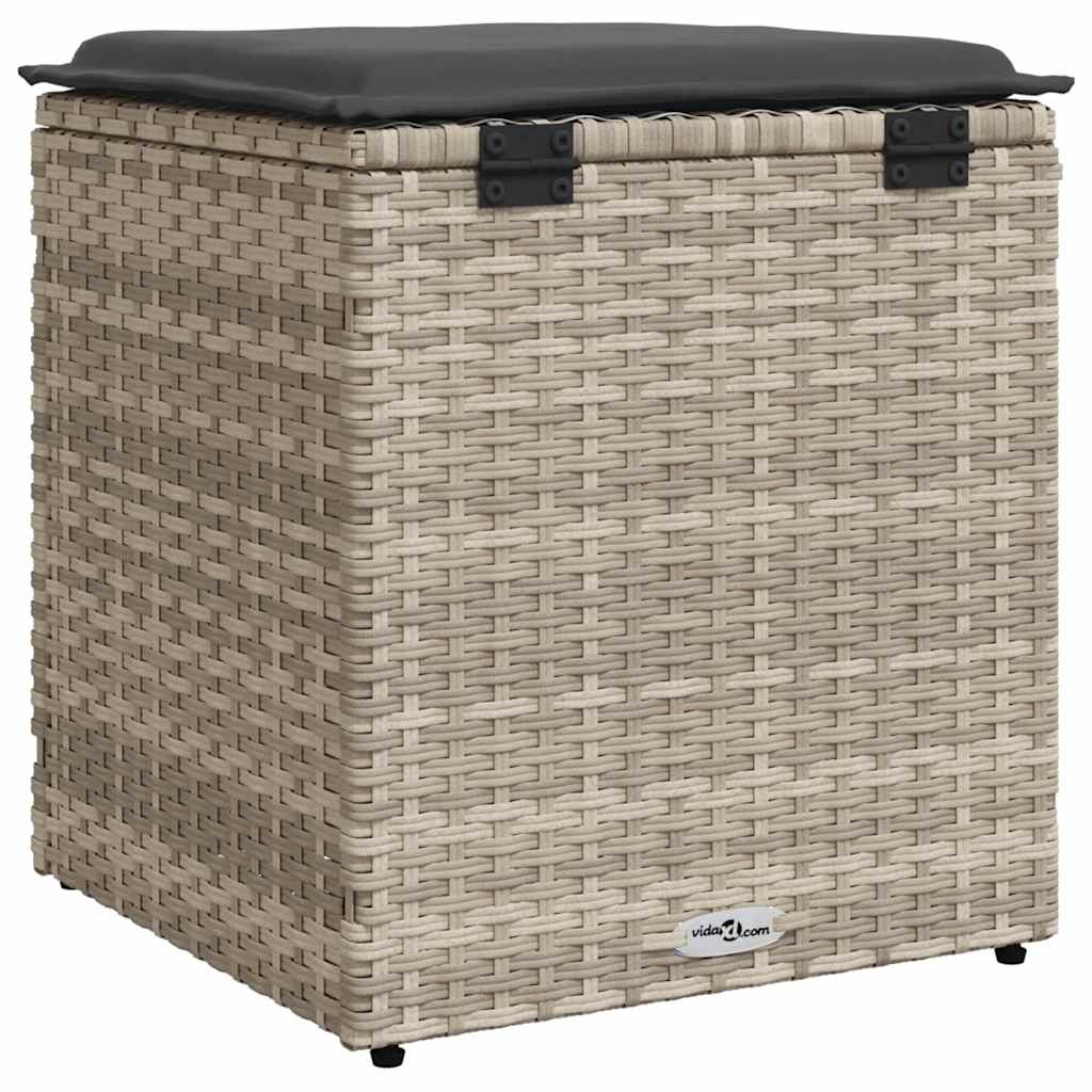 2 Garden Stools with Cushions Light Grey 40x40x43cm