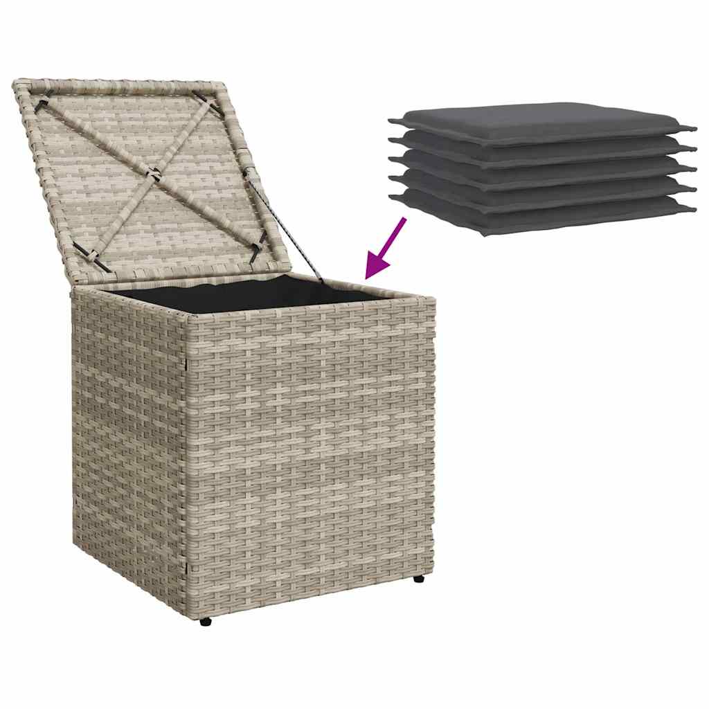 2 Garden Stools with Cushions Light Grey 40x40x43cm