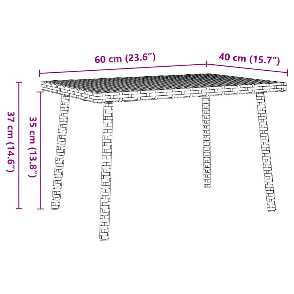 Garden coffee table rectangular sand-colored 60x40x37 cm