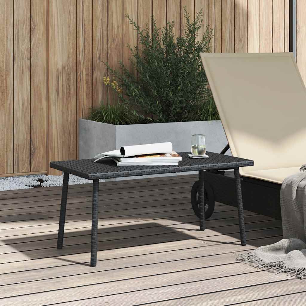 sodo kavos staliukas stačiakampis juodas 80x40x37cm poliratanas