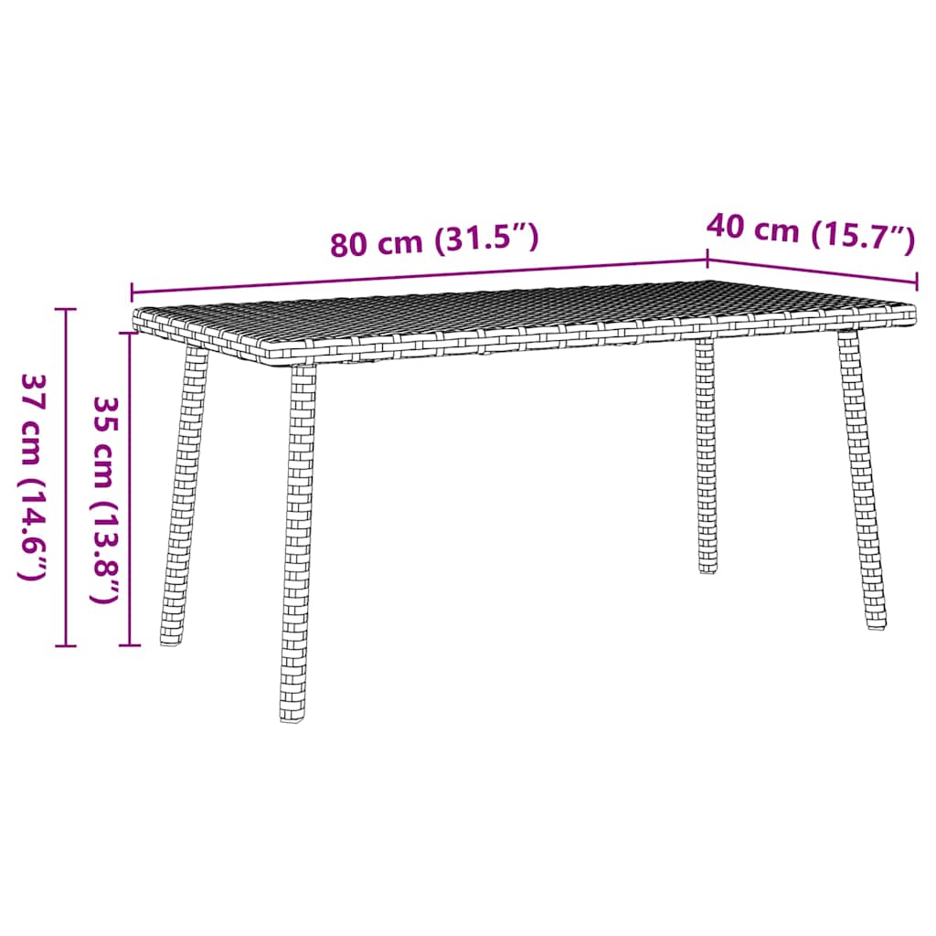 sodo kavos staliukas stačiakampis juodas 80x40x37cm poliratanas