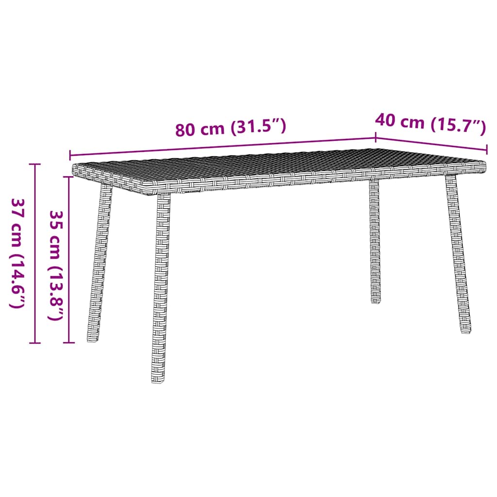 Garden coffee table rectangular light grey 80x40x37 cm