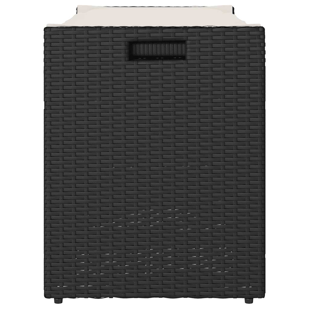 Lauko suoliukas su daiktadėže ir pagalvėle, juodas, 100 cm, poliratanas