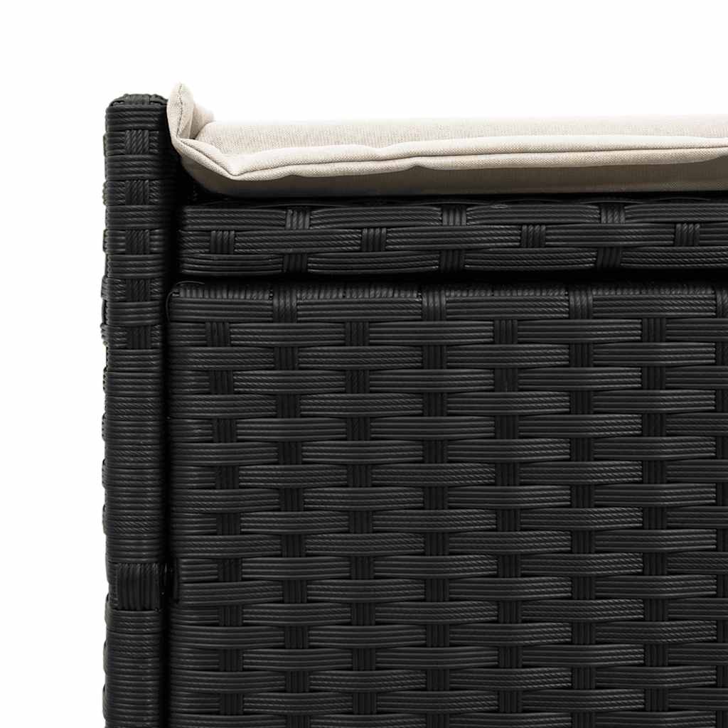 Lauko suoliukas su daiktadėže ir pagalvėle, juodas, 100 cm, poliratanas