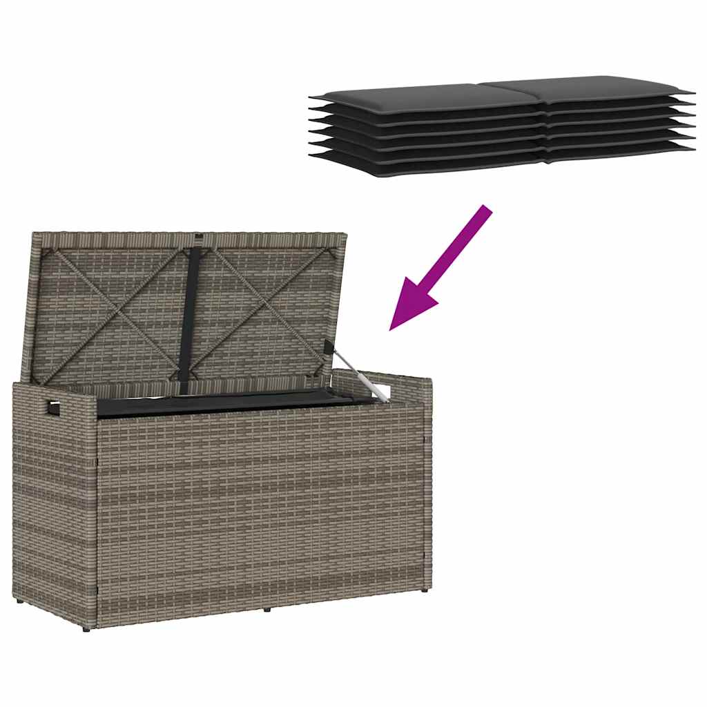 lauko laikymo suolas su pagalvėlėmis pilka 100 cm poliratanas