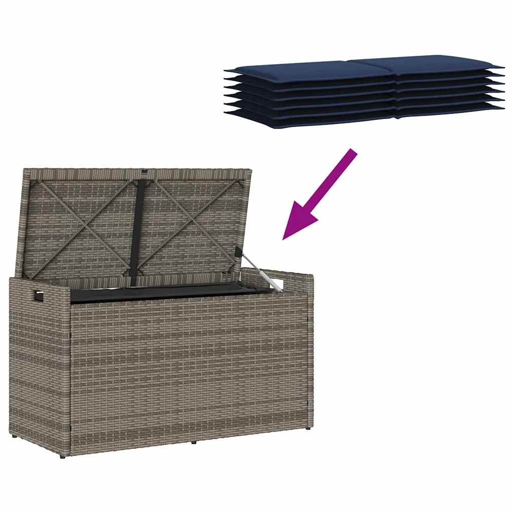 lauko laikymo suolas su pagalvėlėmis pilka 100 cm poliratanas