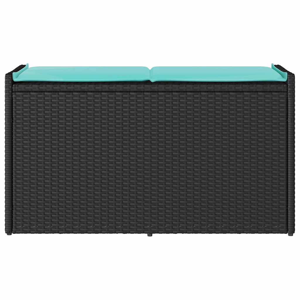 Lauko suoliukas su daiktadėže ir pagalvėle, juodas, 100 cm, poliratanas
