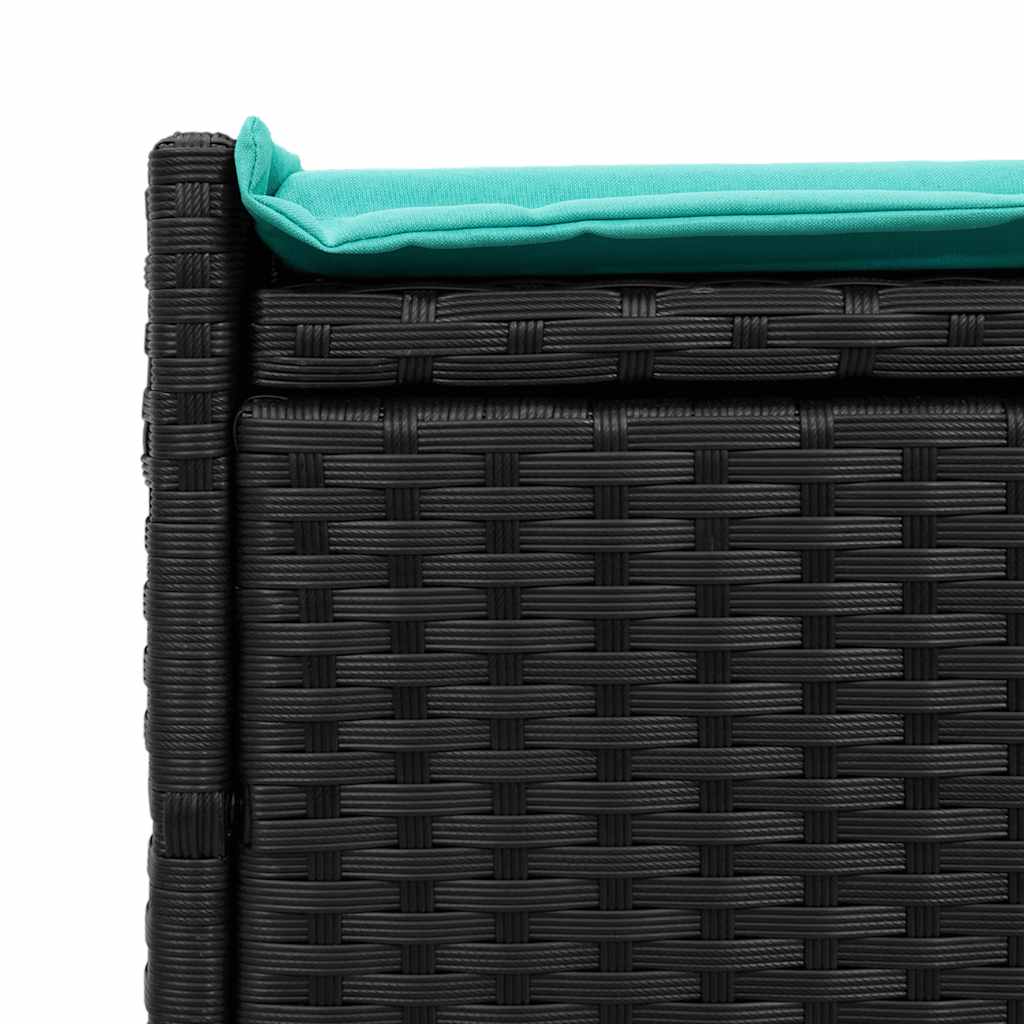 Lauko suoliukas su daiktadėže ir pagalvėle, juodas, 100 cm, poliratanas