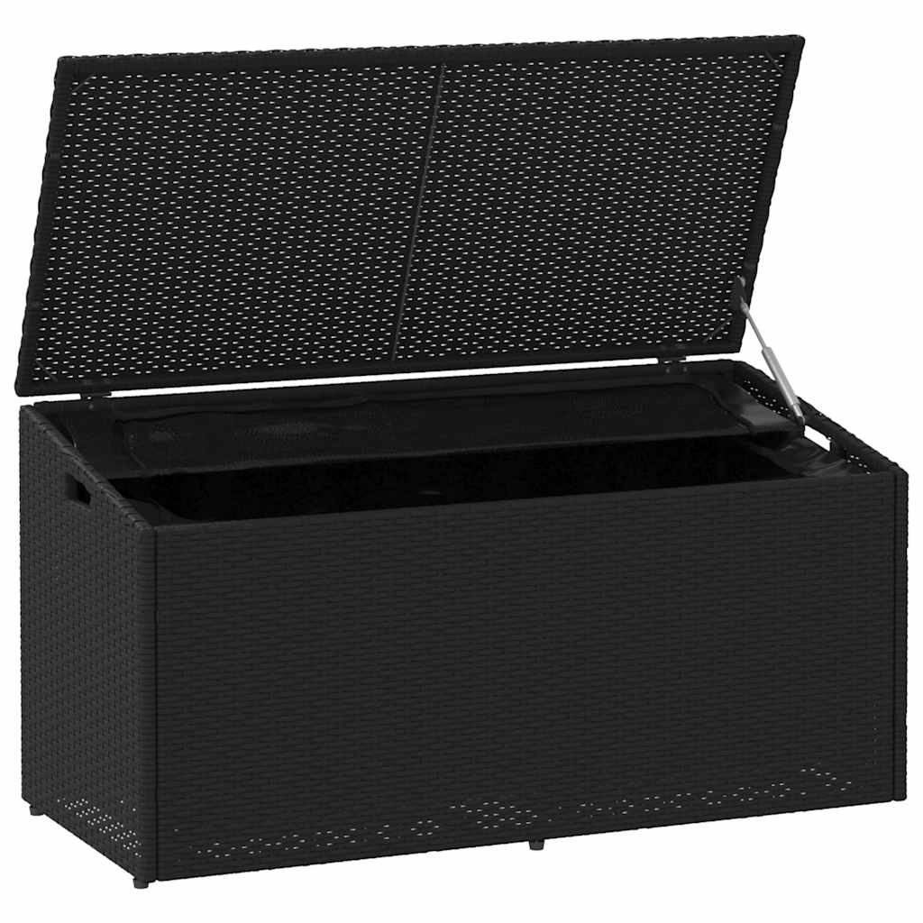 Garden storage box, black, 110x50x58cm, poly rattan