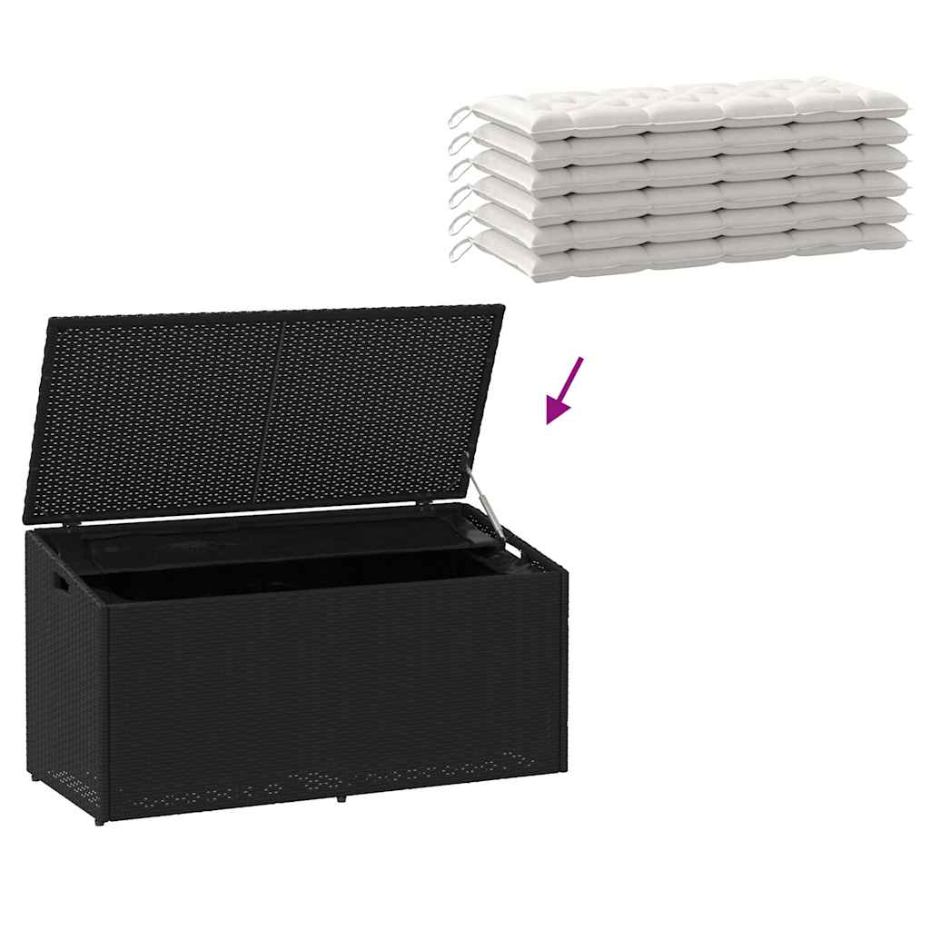 Garden storage box, black, 110x50x58cm, poly rattan