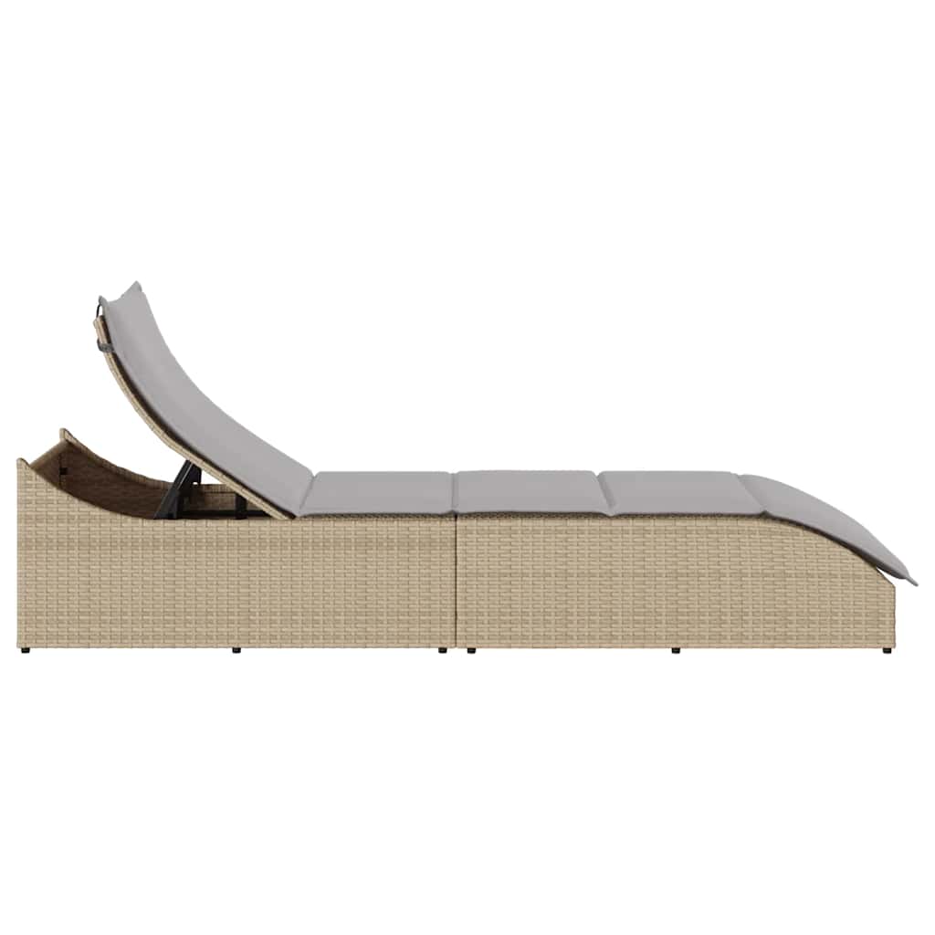 foldable sun lounger with cushions for storage