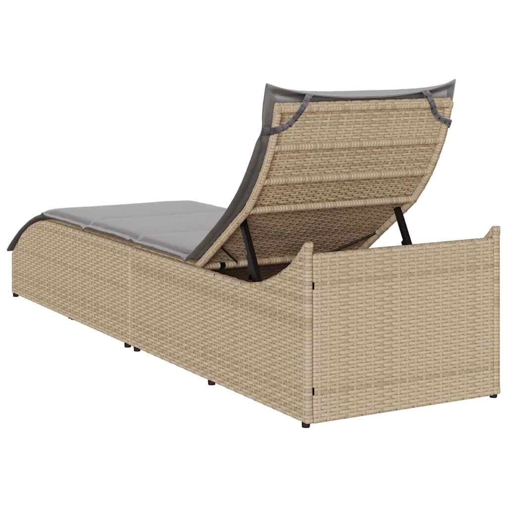 foldable sun lounger with cushions for storage