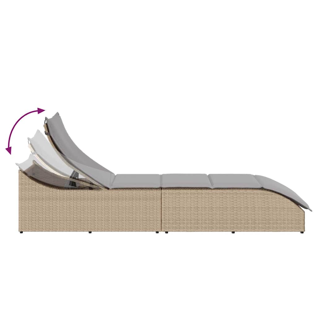 foldable sun lounger with cushions for storage