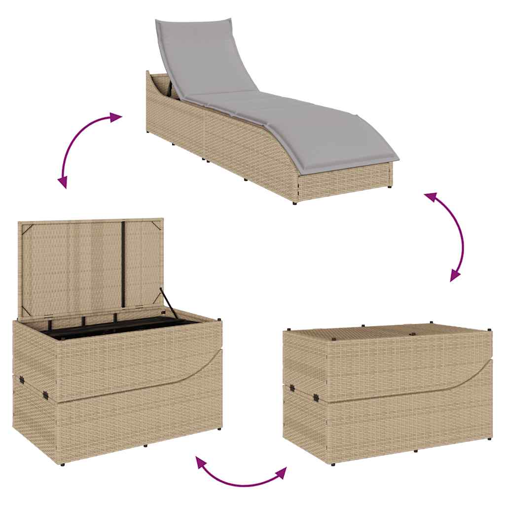 foldable sun lounger with cushions for storage