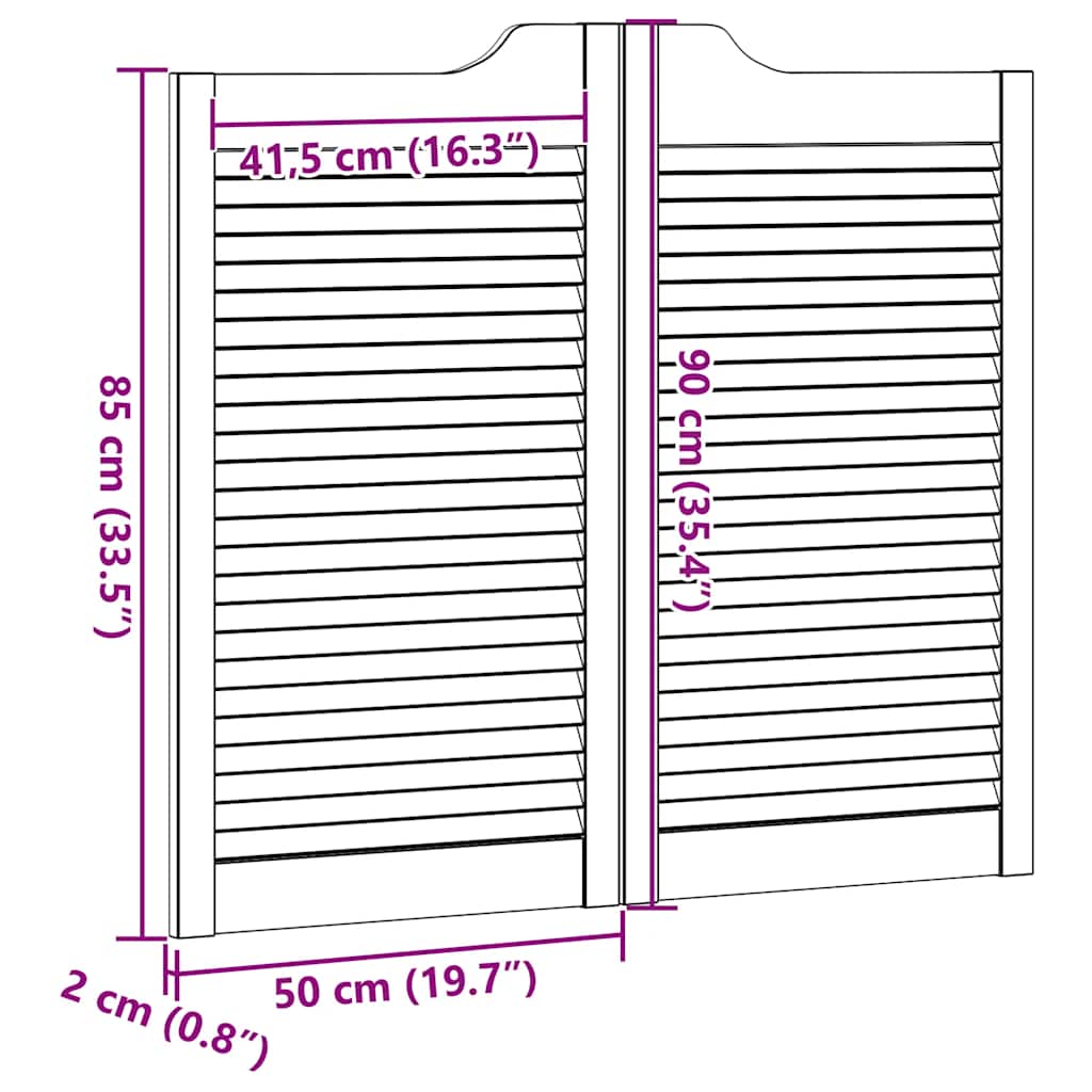 varstomos durys su žaliuzėmis, 1 pora 90x100 cm pušies masyvo