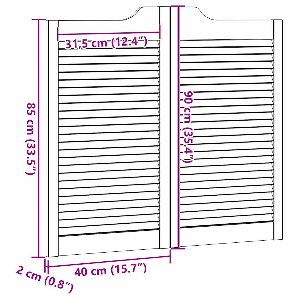 varstomos durys su žaliuzėmis Design 1-Pair White 90x80 cm