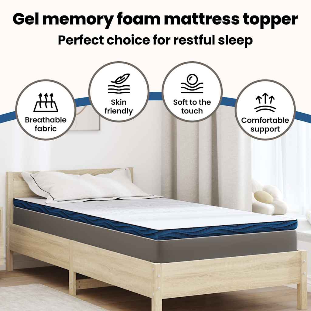 Mattress toppers White and blue 100 x 200 cm