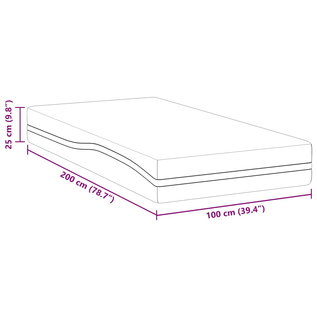 Matracis Balts un pelēks 100 x 200 cm Viskoelastīgās putas
