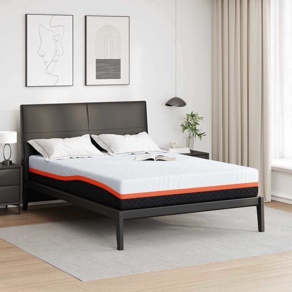 Mattress White and Grey 140 x 190 cm Memory foam