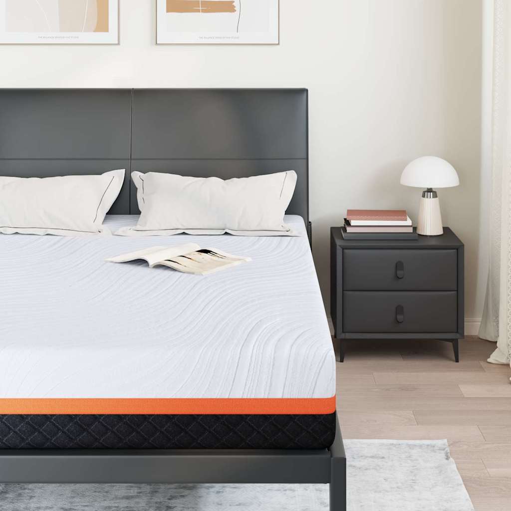 Mattress White and Grey 140 x 190 cm Memory foam