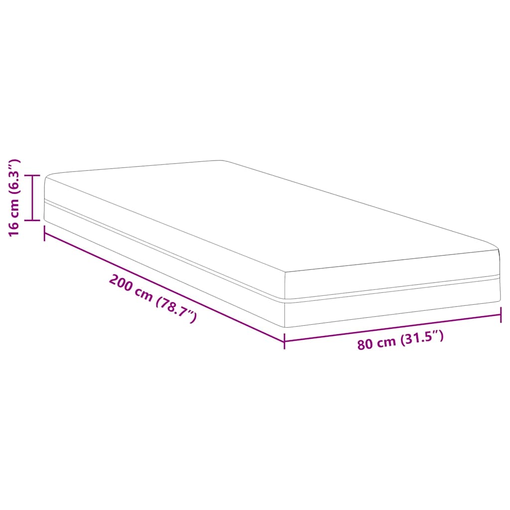 Matracis Balts un pelēks 80 x 200 cm Atmiņas putas