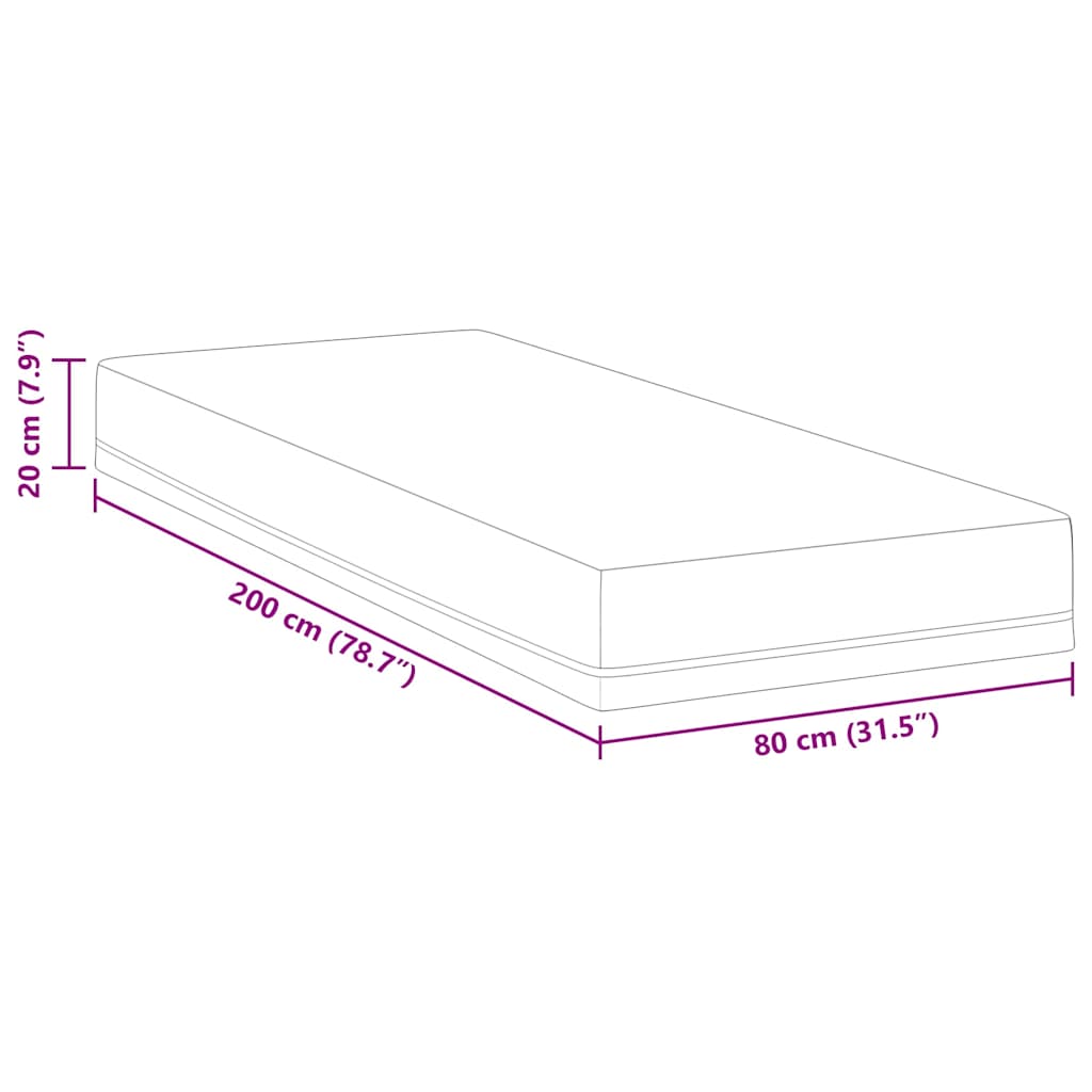 Matracis Balts un zils 80 x 200 cm Ar gēla putām