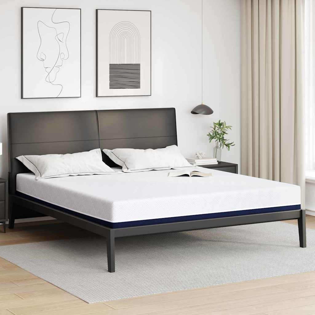 Mattress White and Blue 200 x 200 cm Jacquard fabric