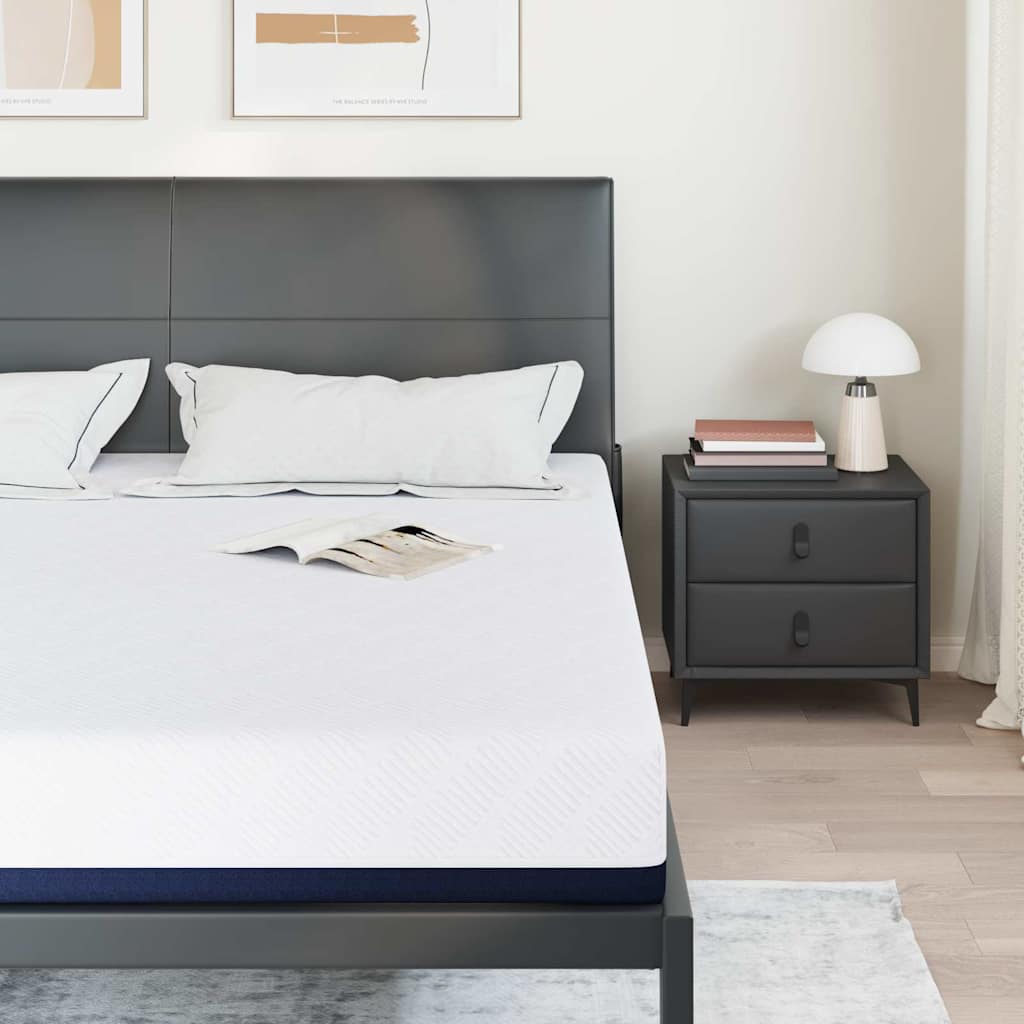 Mattress White and Blue 200 x 200 cm Jacquard fabric