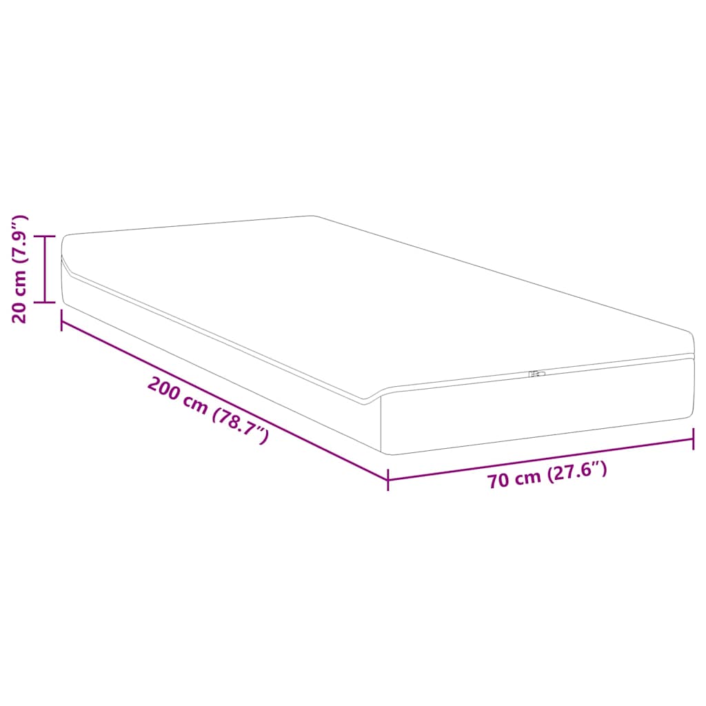Čiužinys Balta ir pilka 70 x 200 cm Kišeninė spyruoklė