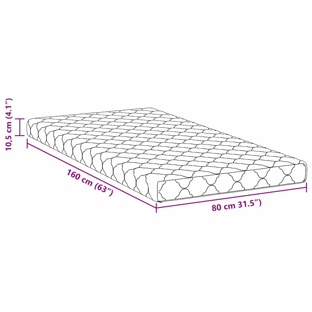 Mattress White 80 x 160 cm Jacquard fabric