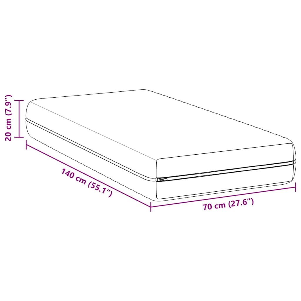 Matracis Balts 70 x 140 cm Pocket atsperes