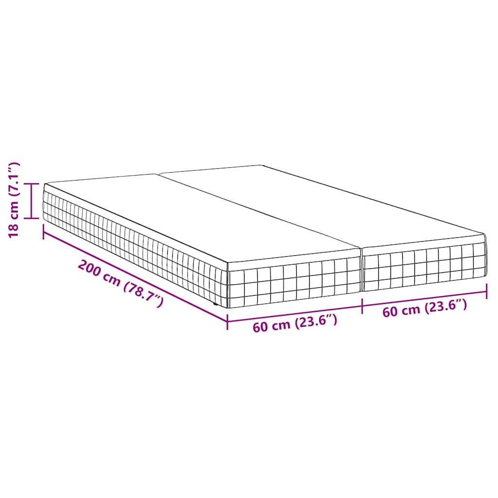 Čiužiniai 2 pcs Balta, pilka 60 x 200 cm Nerti audinys