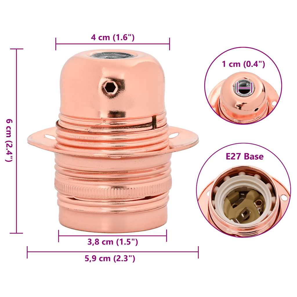 2 pcs Lamp holders Rose Gold E27
