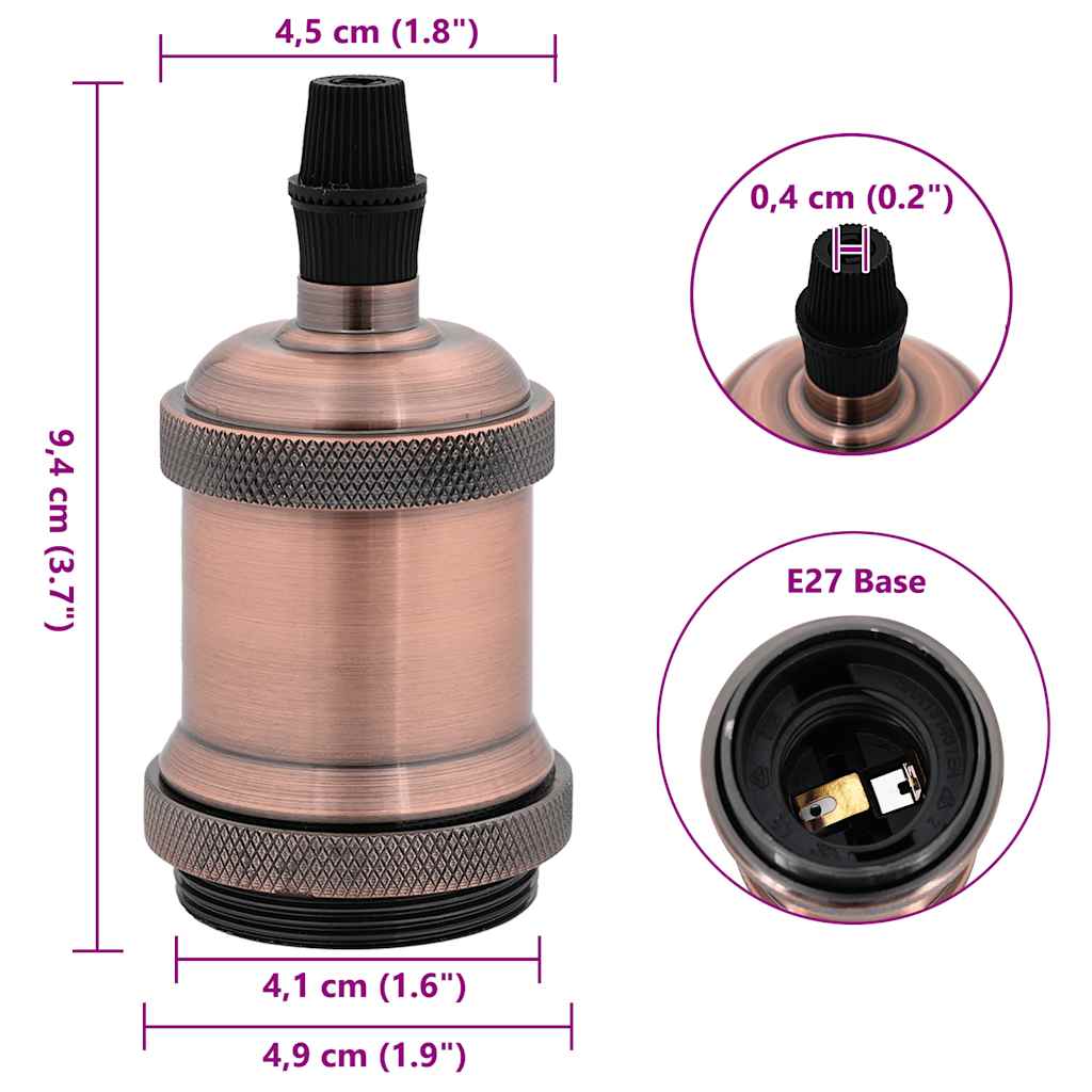 lempų laikikliai 2 vnt Red Bronze E27