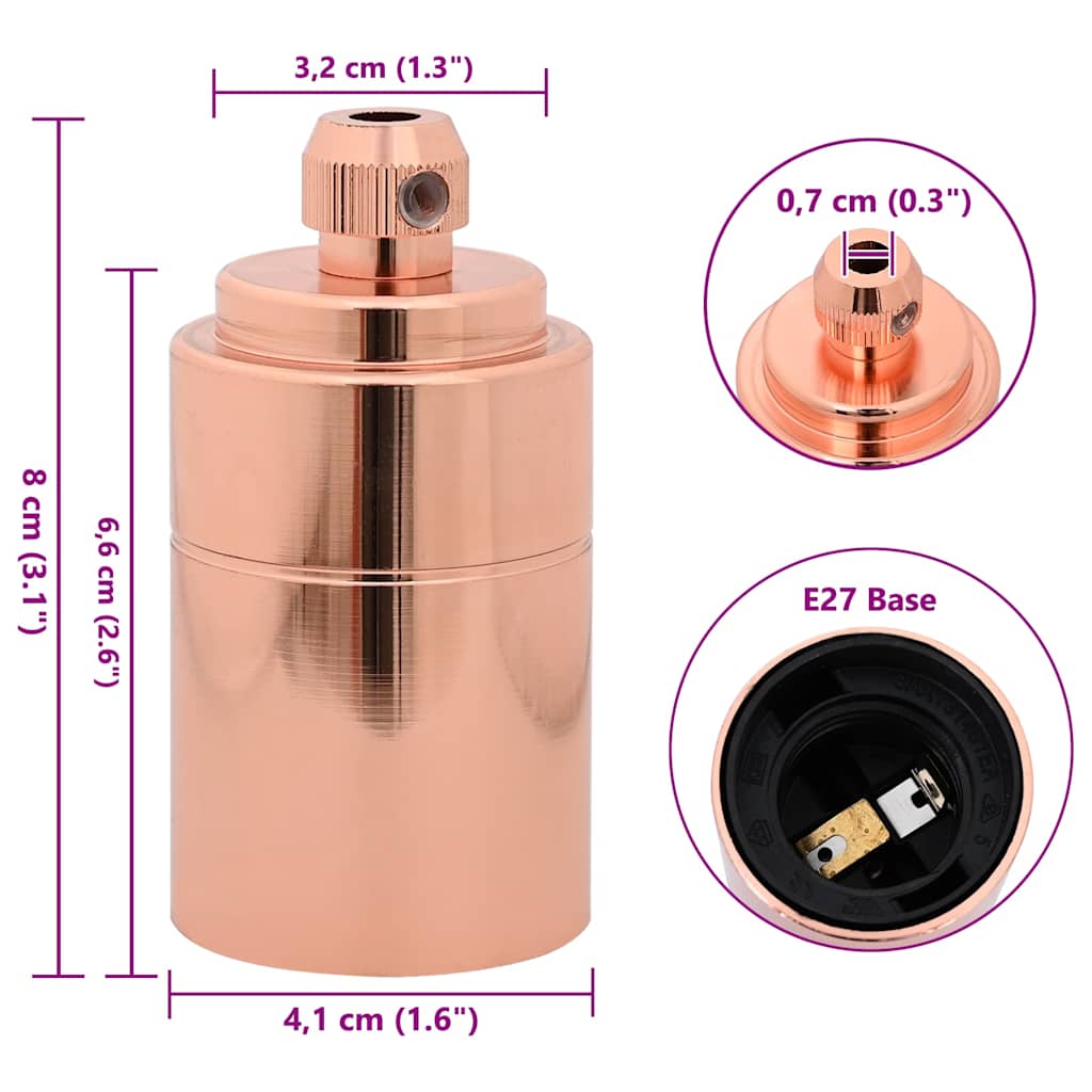 2 pcs Lamp holders Rose Gold E27