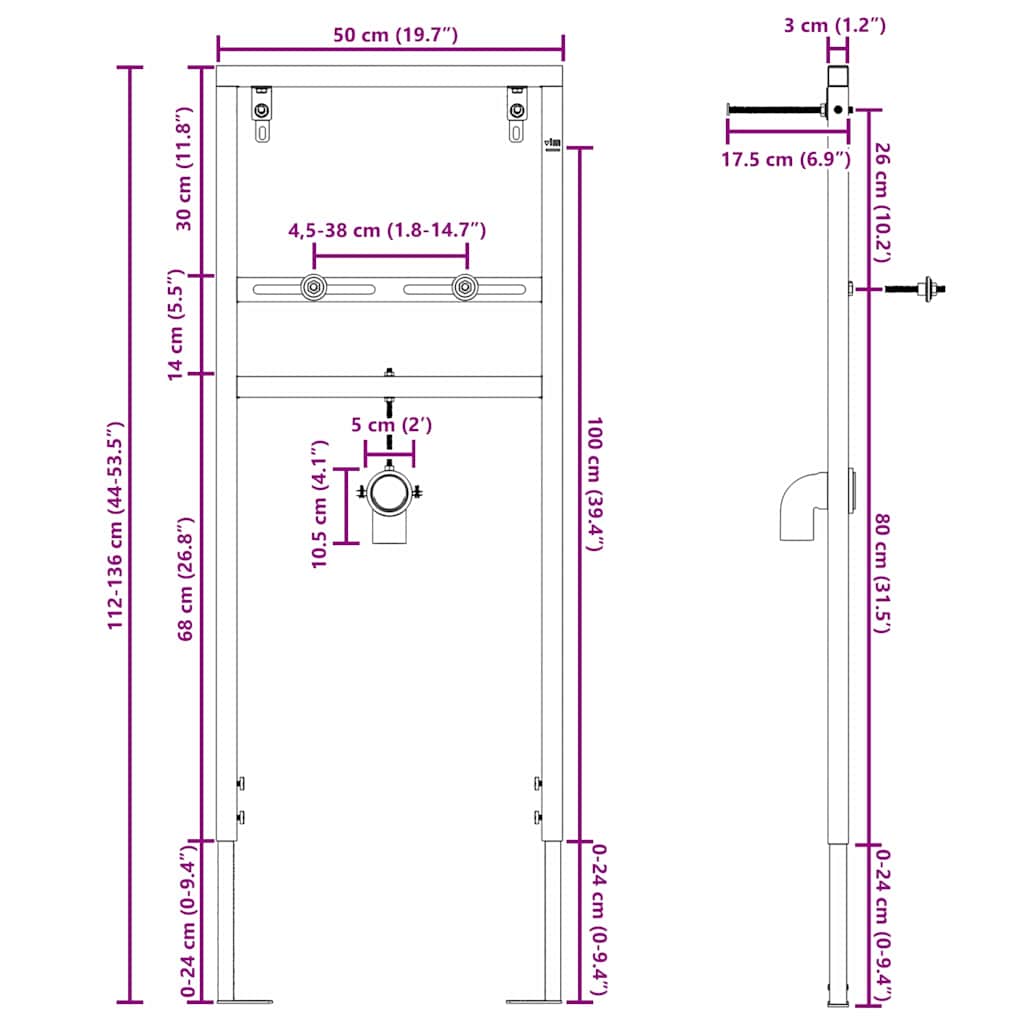 Bathroom wall rack Blue 50 x 17.5 x 136 cm Steel
