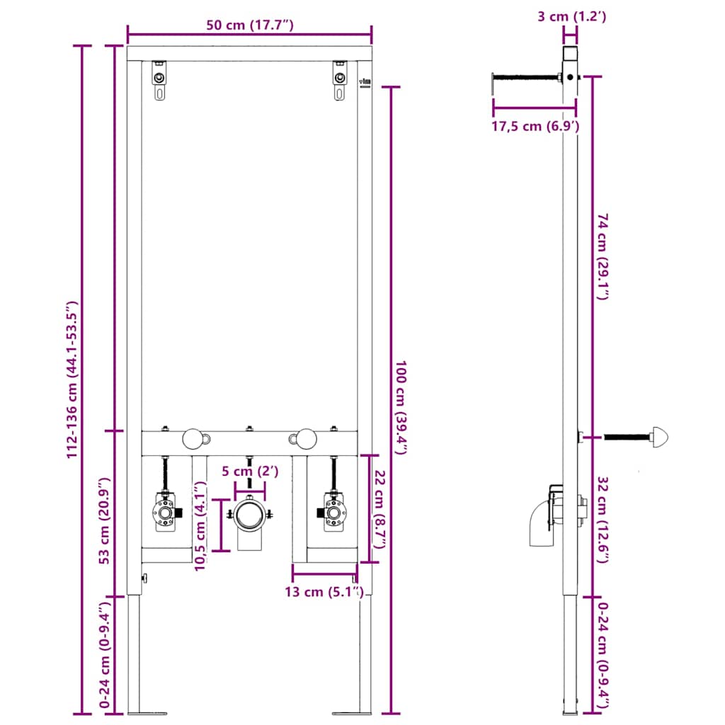 Bathroom wall rack Blue 50 x 17.5 x 136 cm Steel