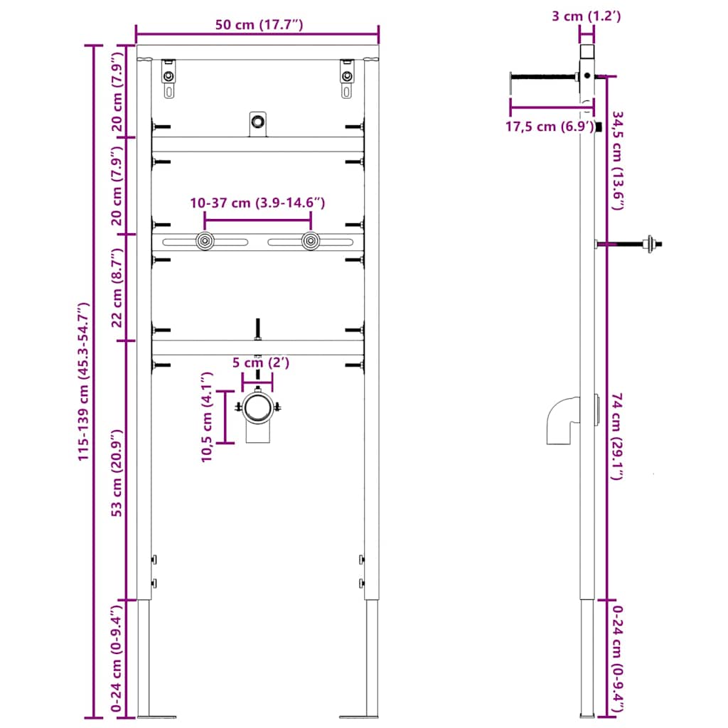 Bathroom wall rack Blue 50 x 17.5 x 136 cm Steel