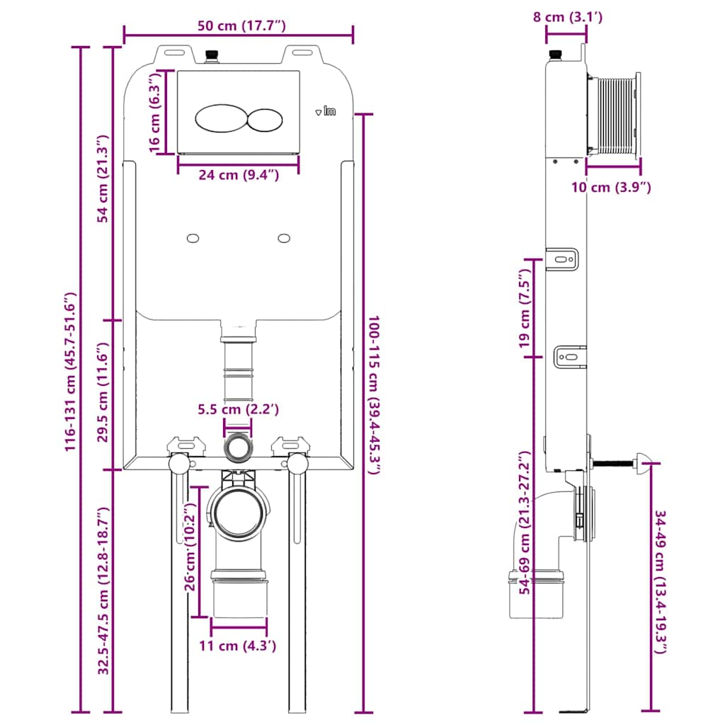 Mounting frame White Steel