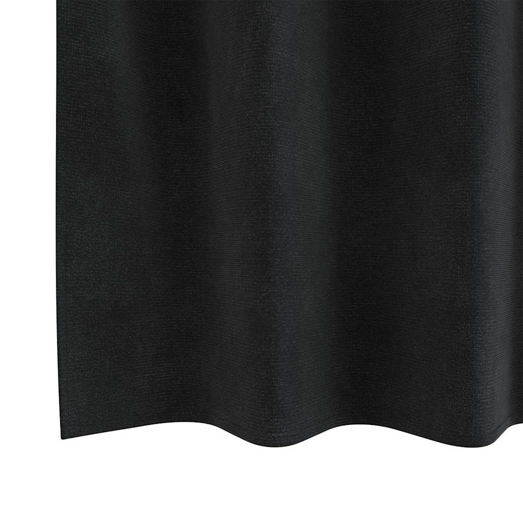 Blackout Curtains with Rings 2 pcs Black Velvet