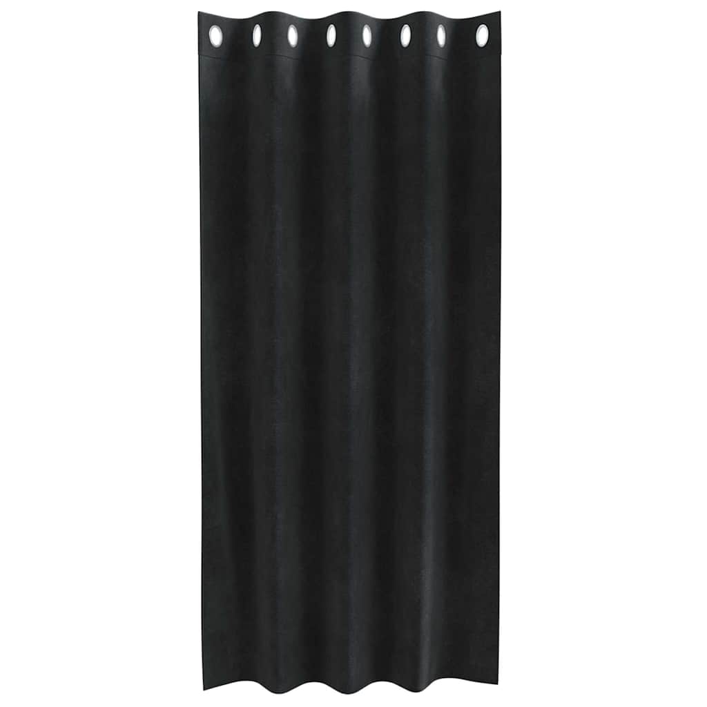 Blackout Curtains with Rings 2 pcs Black Velvet