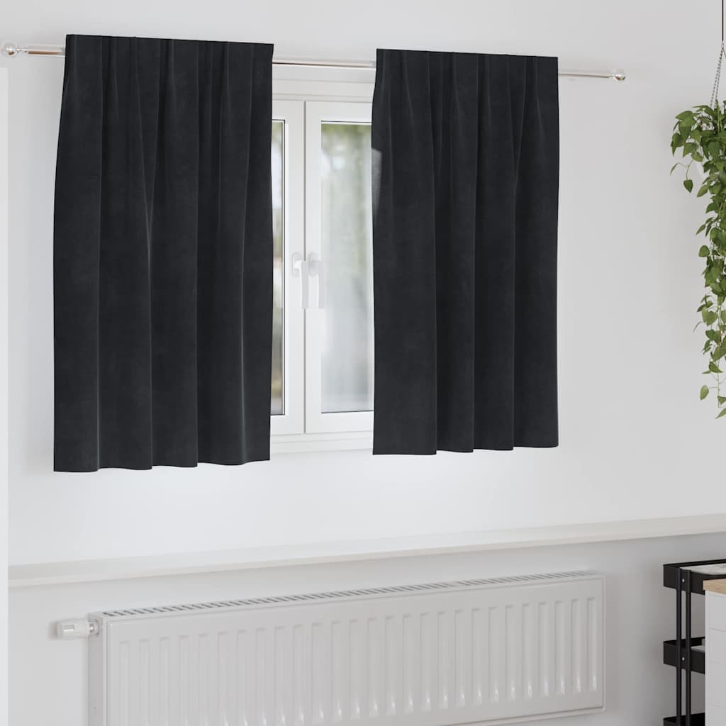 Aptumšojošie aizkari 2 gab. Melni 140 x 140 cm Samts