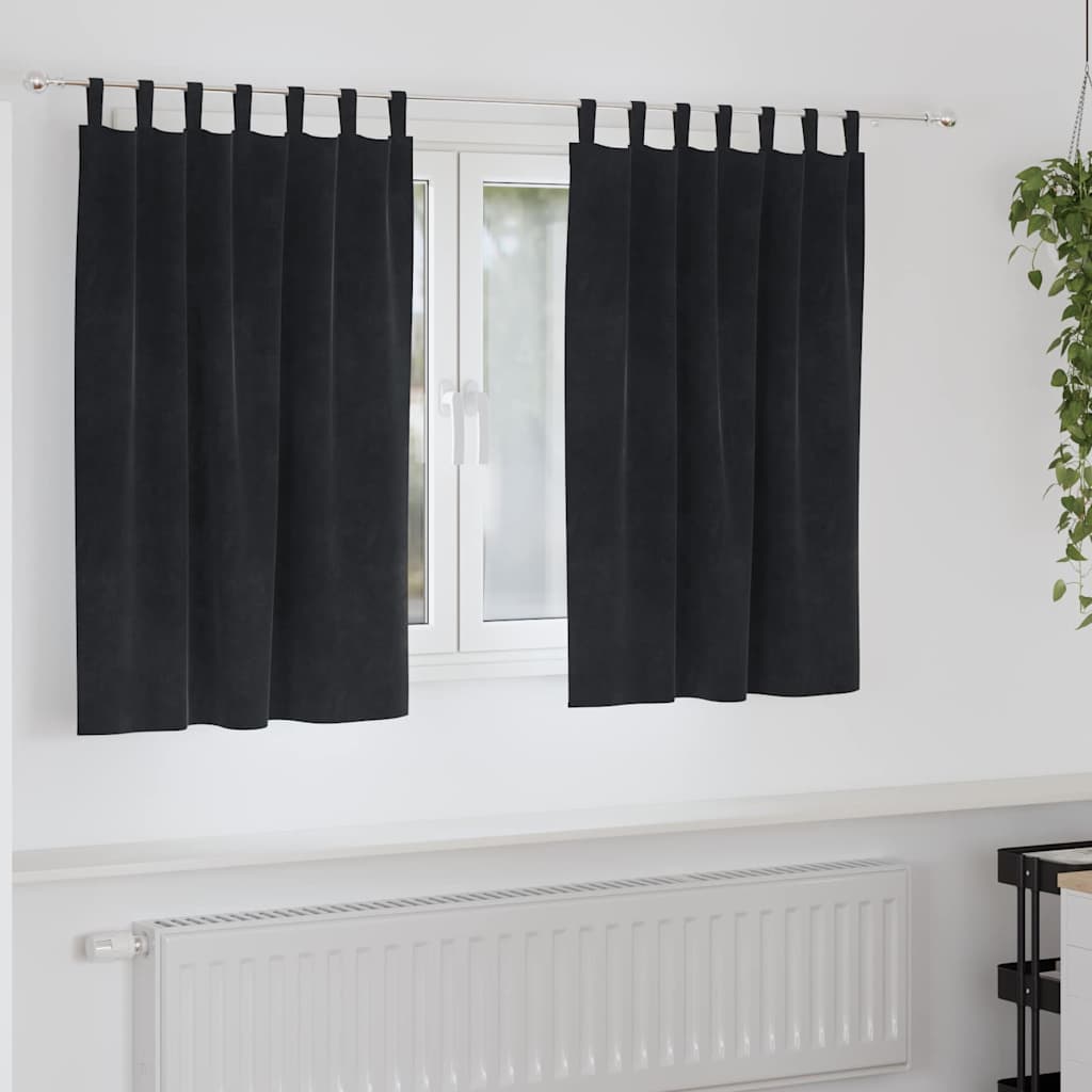 Aptumšojošie aizkari 2 gab. Melni 140 x 140 cm Samts