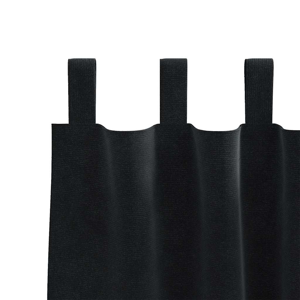 Nepermatomos Užuolaidos su Pakabinamais Kilpomis 2 vnt Juodas Aksomas