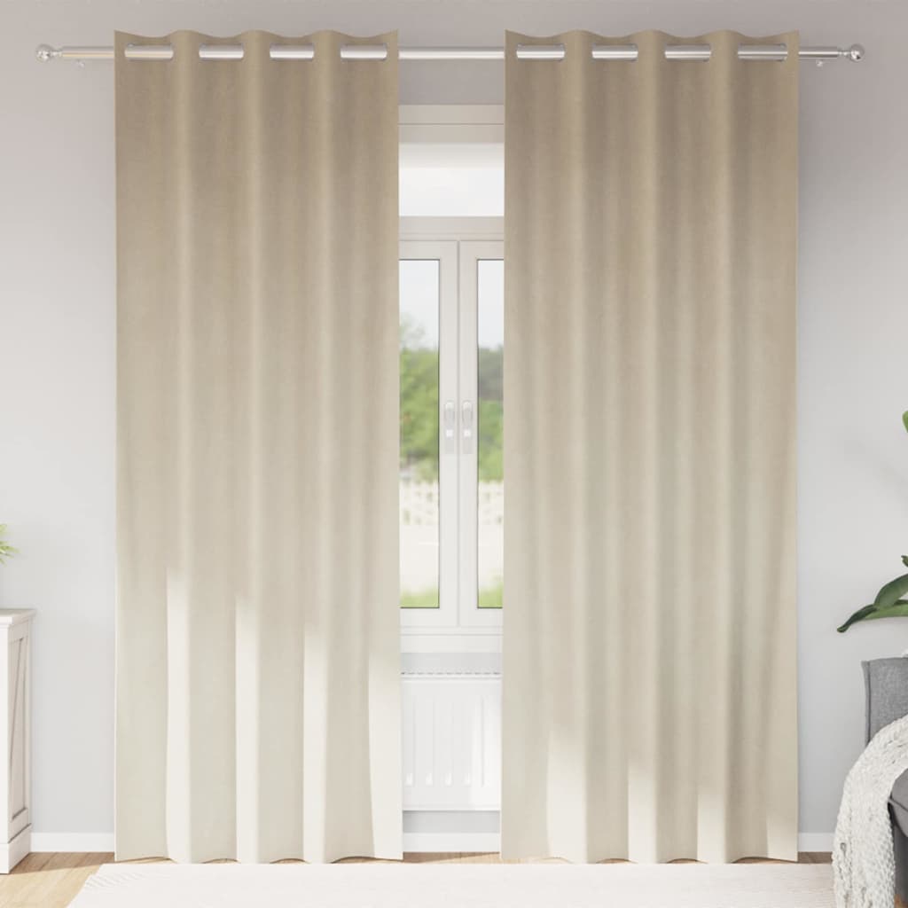 Aptumšojošie aizkari 2 gab. Krēmkrāsas 140 x 225 cm Samts
