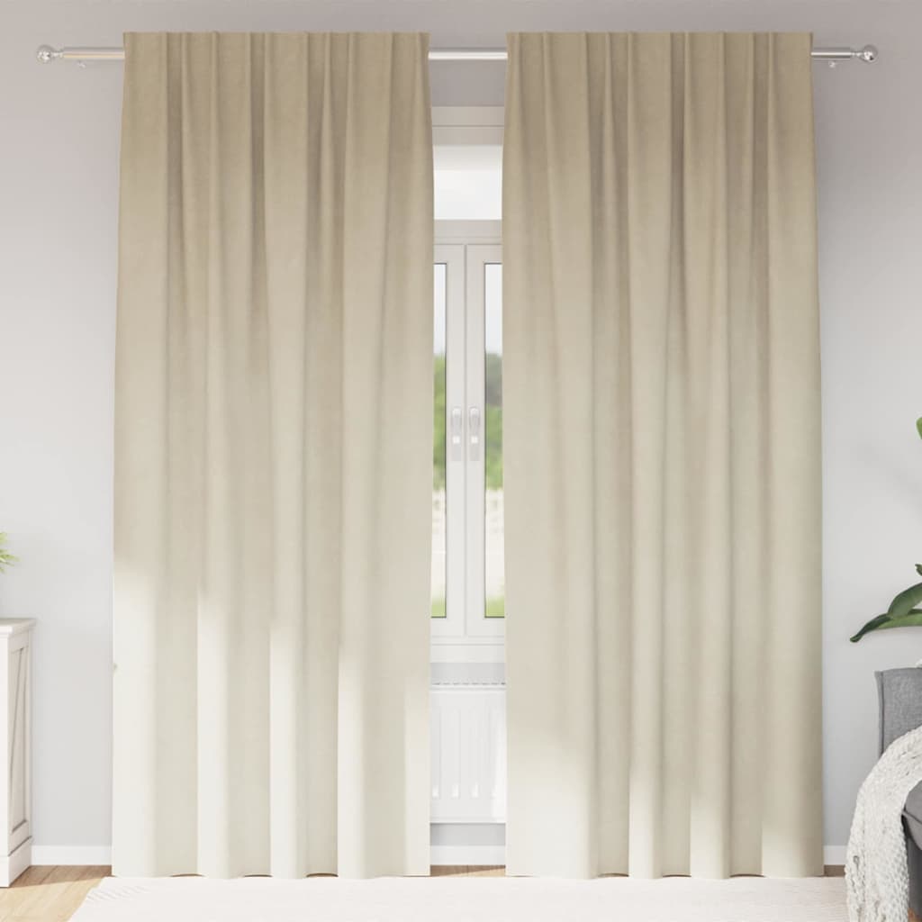 Užtemdymo užuolaidos 2 pcs Kreminė 140 x 225 cm Aksomas