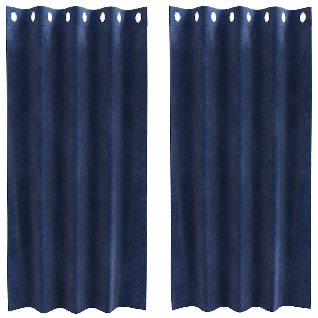 Užtemdymo užuolaidos 2 pcs Tamsiai mėlyna 140 x 175 cm Aksomas