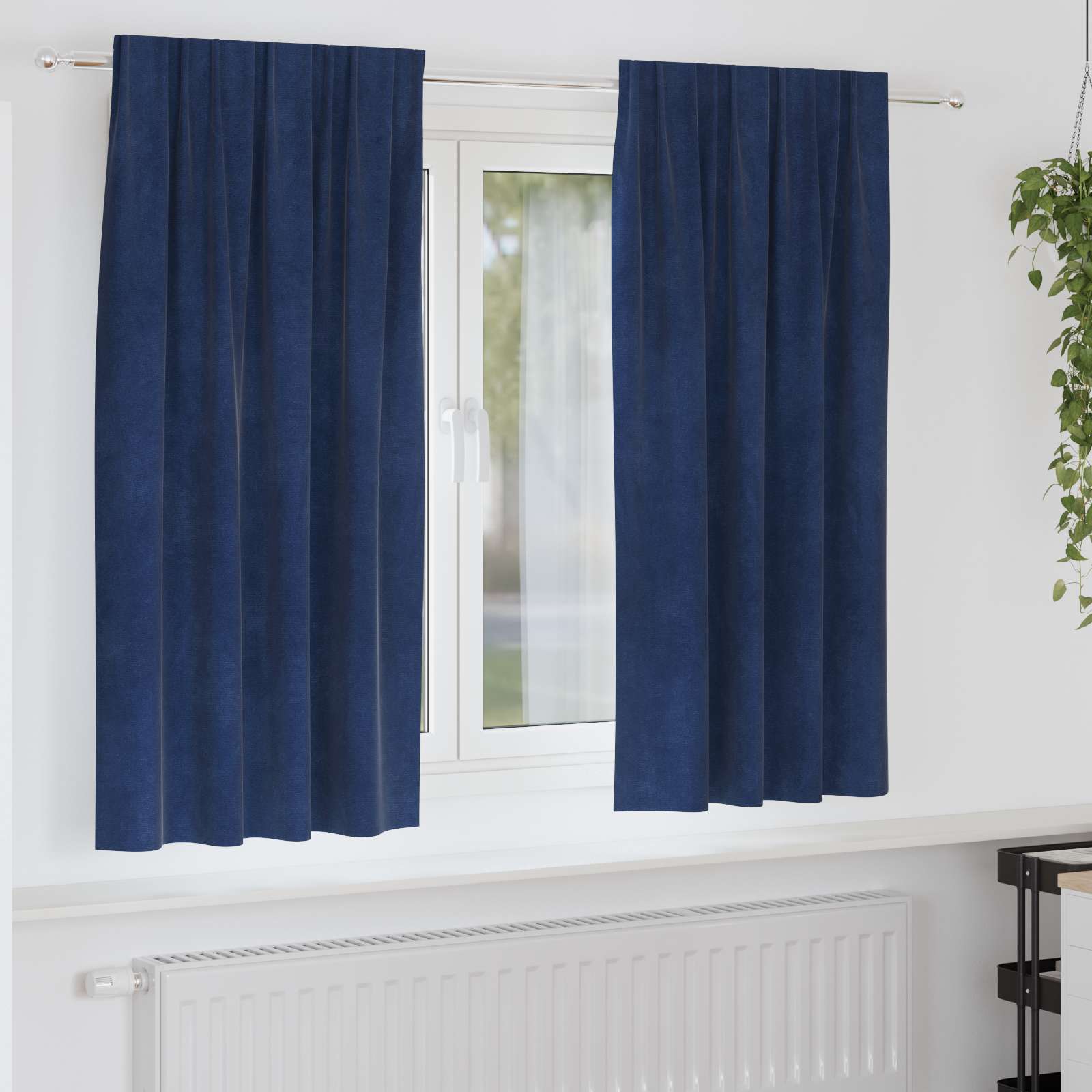 Blackout Curtains 2 pcs Dark Blue 140 x 175 cm Velvet